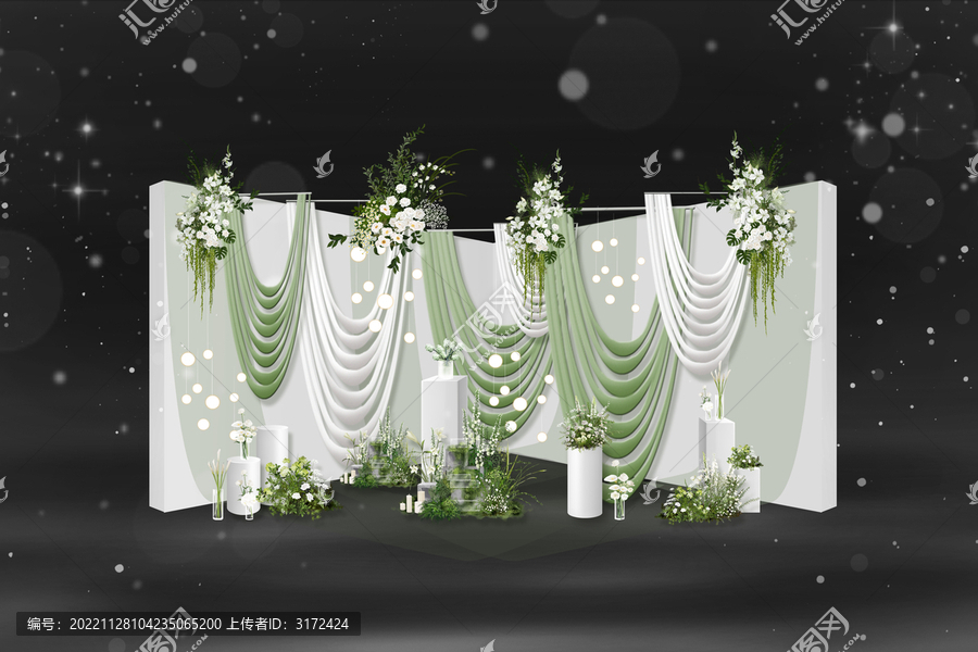 白绿色韩式婚礼迎宾区