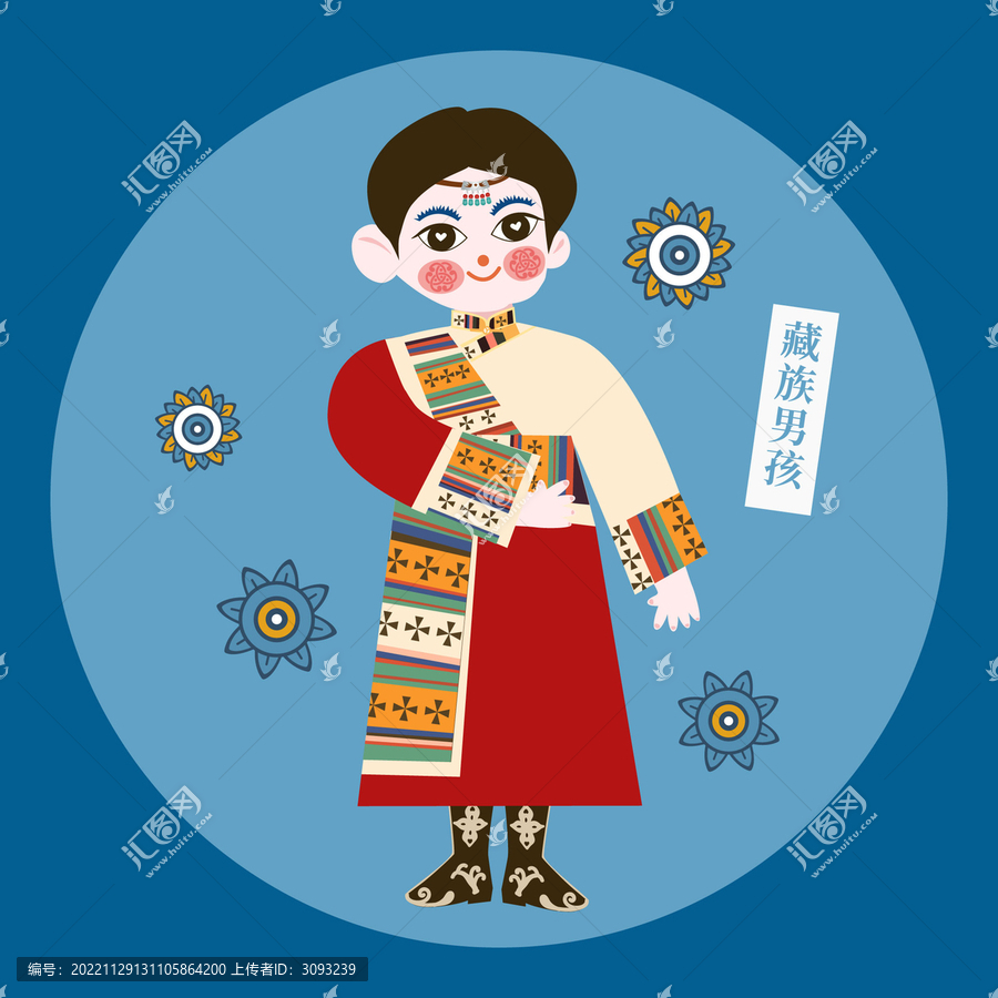 剪紙風(fēng)藏族男孩