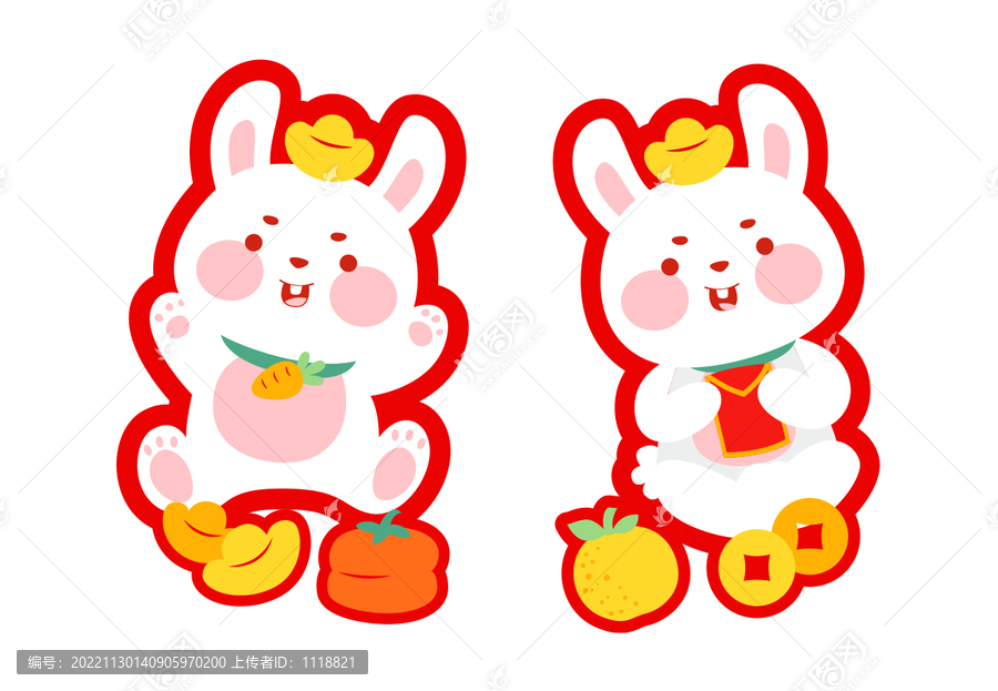 卡通兔子生肖新年圖案