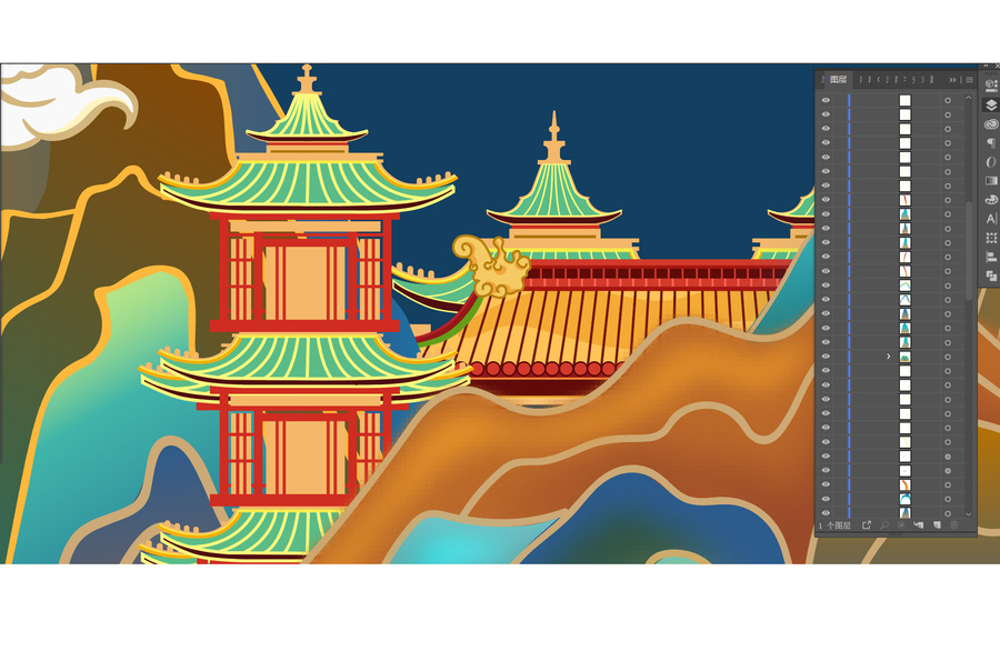 國潮山水背景