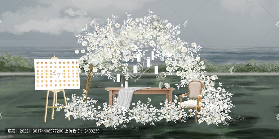 戶外白色婚禮合影區(qū)