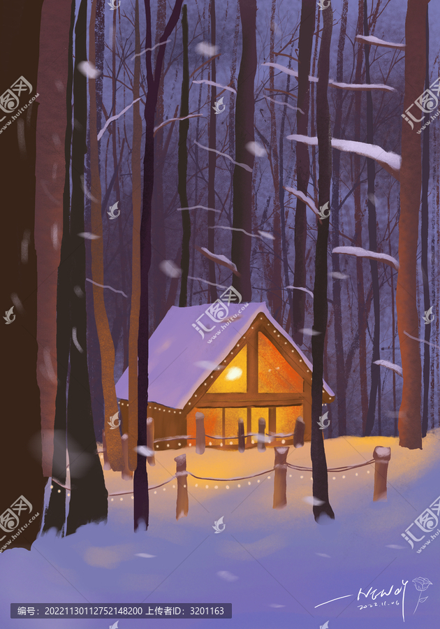 冬季森林大雪紛飛國(guó)外旅游風(fēng)景