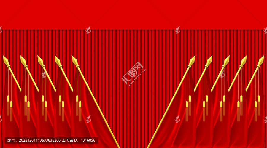 紅色背景十面紅旗