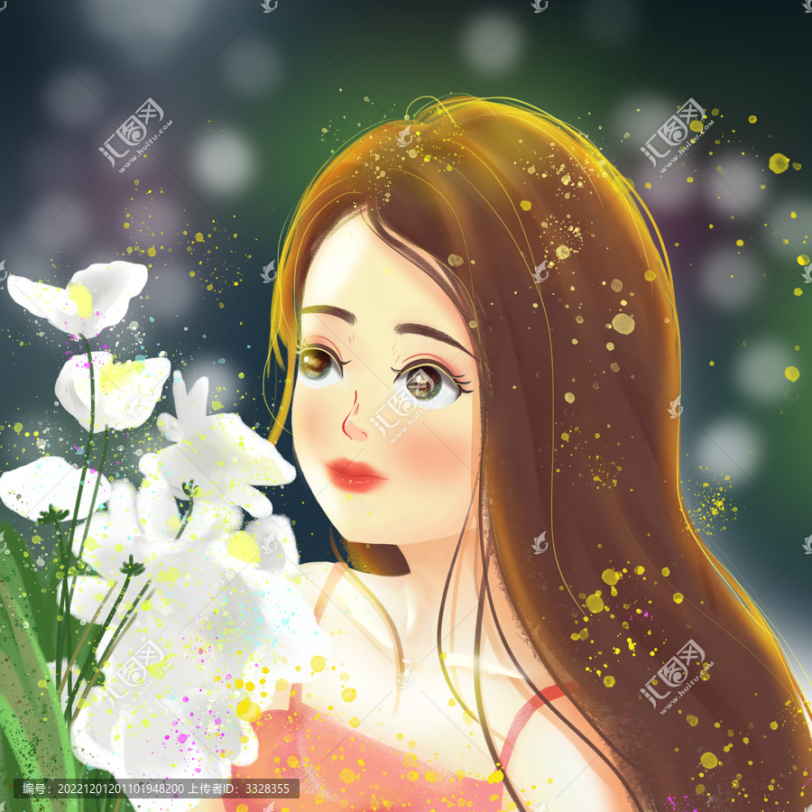 拿著鮮花的女孩