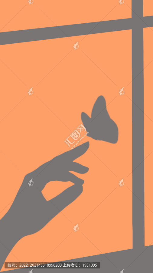 光影蝴蝶與手剪影