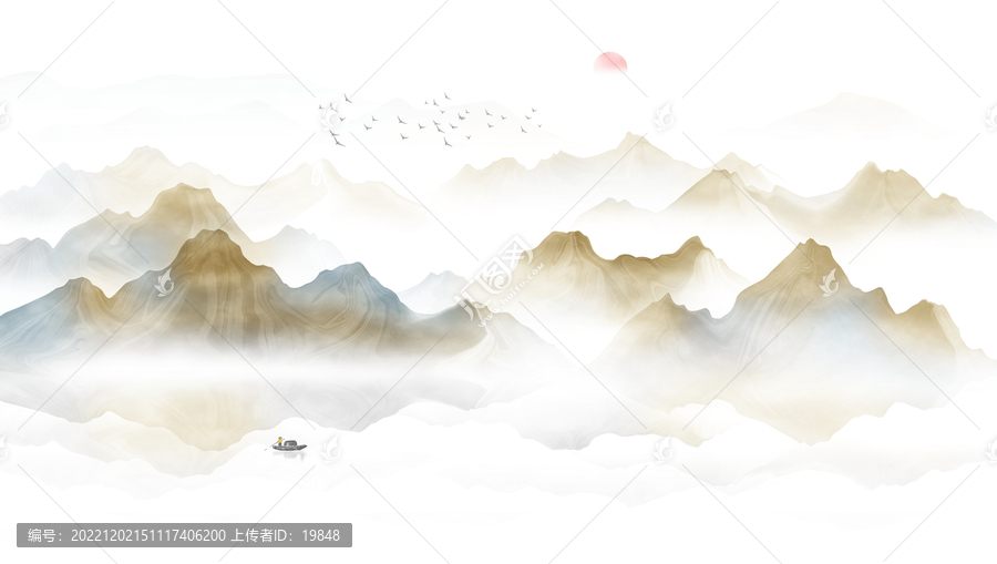 金色水墨山水畫