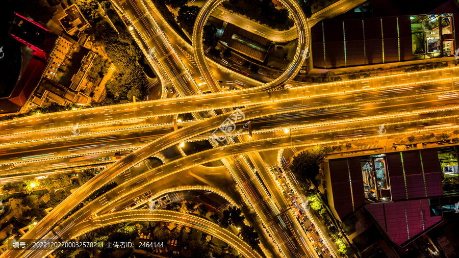 广州都市夜景高架桥车流航拍