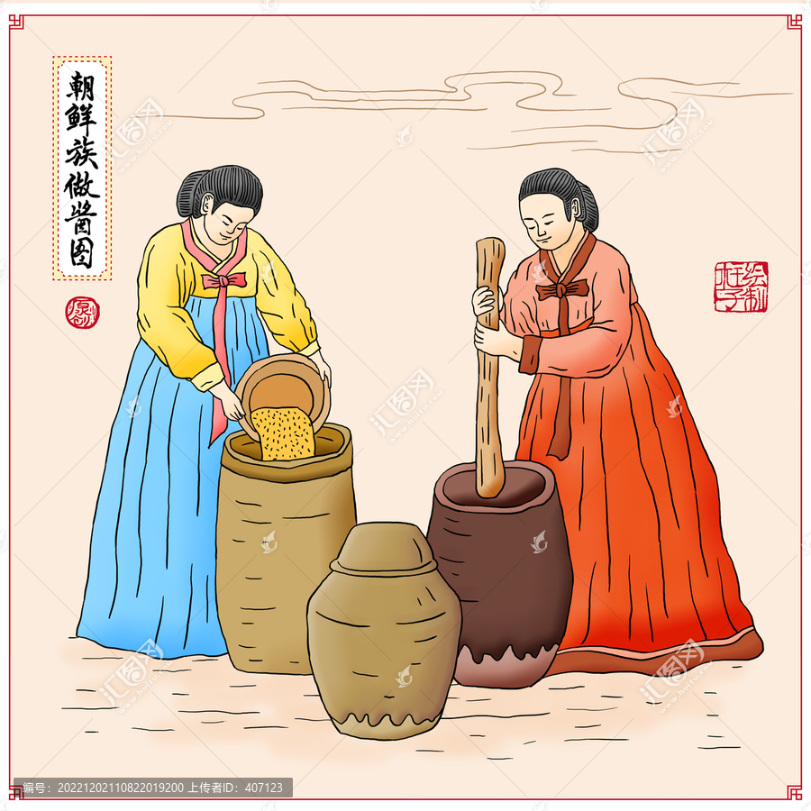 朝鮮族做醬圖