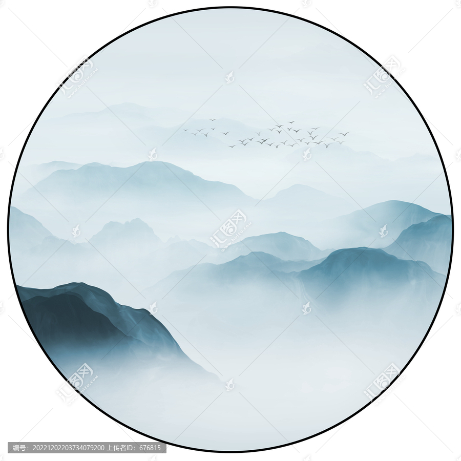 新中式山水背景墻
