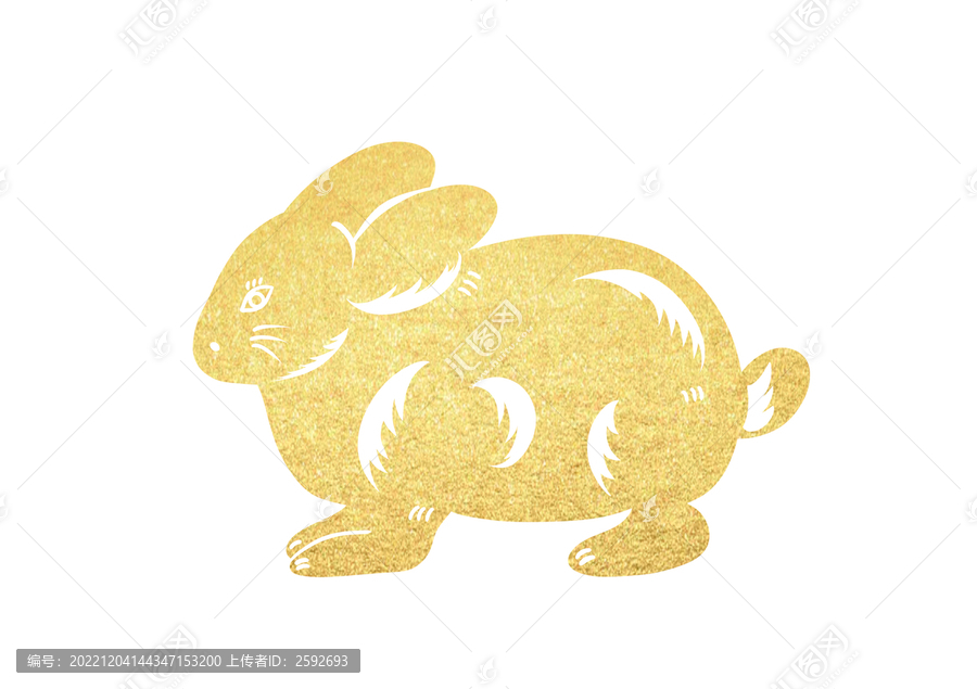 兔年燙金兔子剪紙新年元素