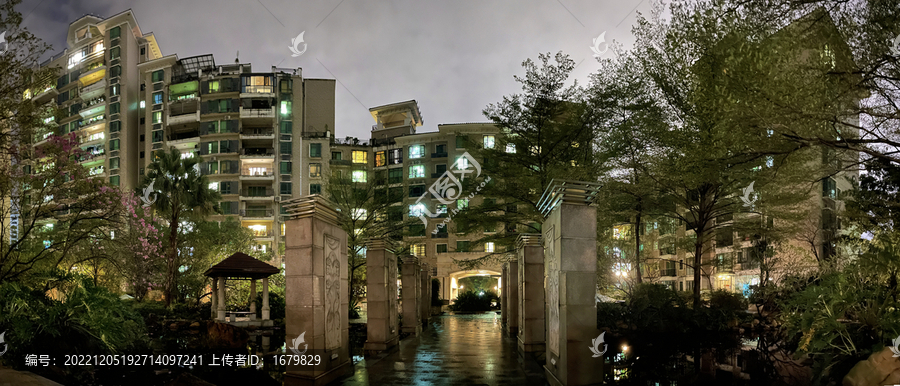 花园住宅小区景观造型夜景