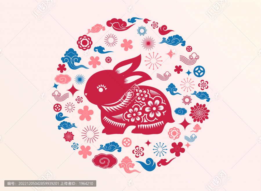 剪紙兔傳統(tǒng)紋樣賀圖