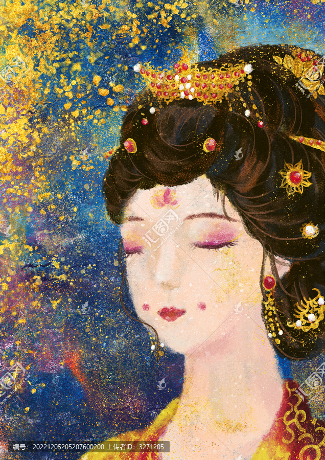 巖彩古風(fēng)唐代美人金箔宣傳封面