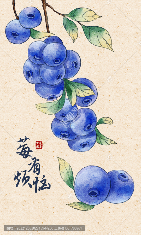 手繪藍莓