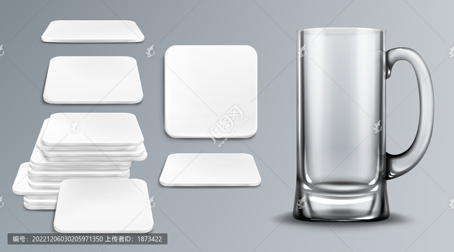 玻璃杯和杯垫创意设计样机