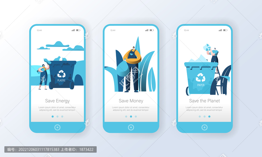 人物做环保救地球概念插图,手机网页模板