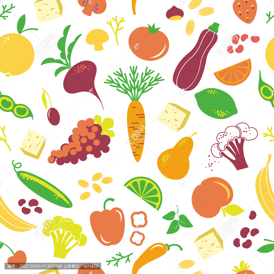 健康食物四方连续纹样插图