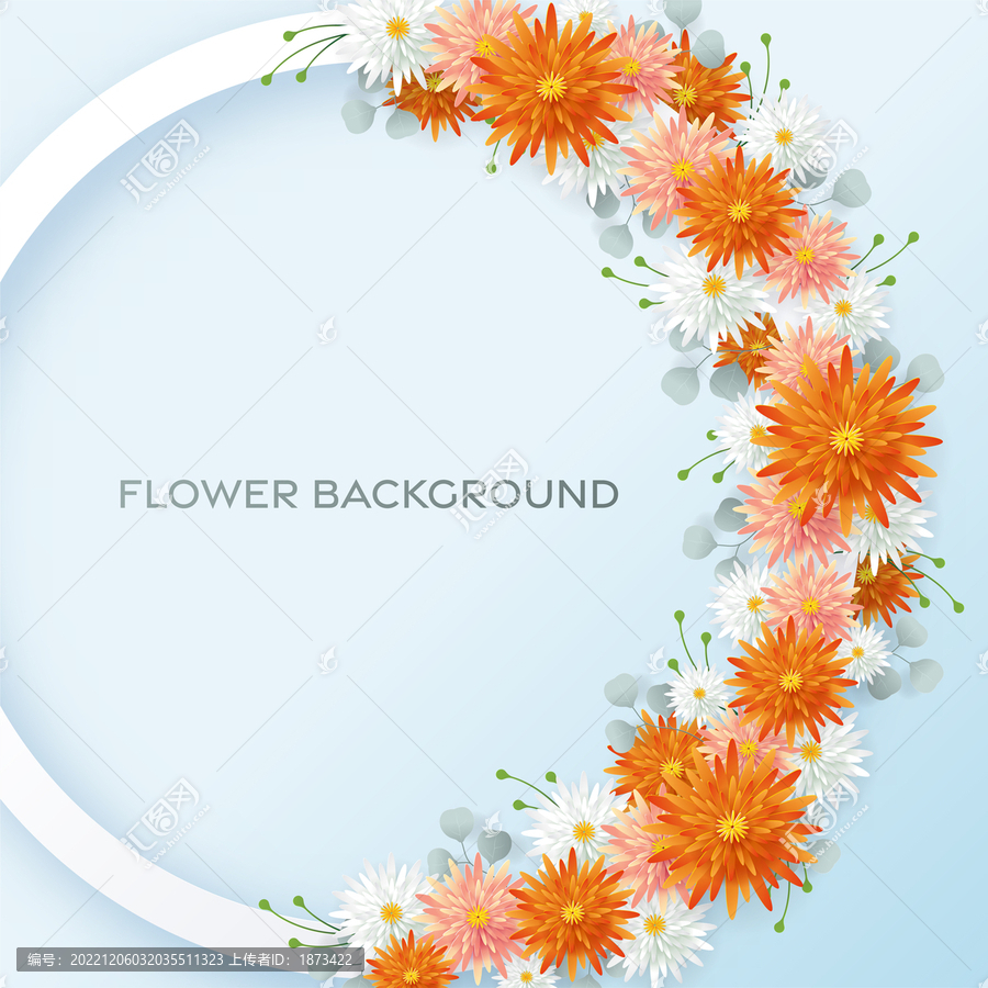 紙藝菊花裝飾單邊圓環(huán)背景