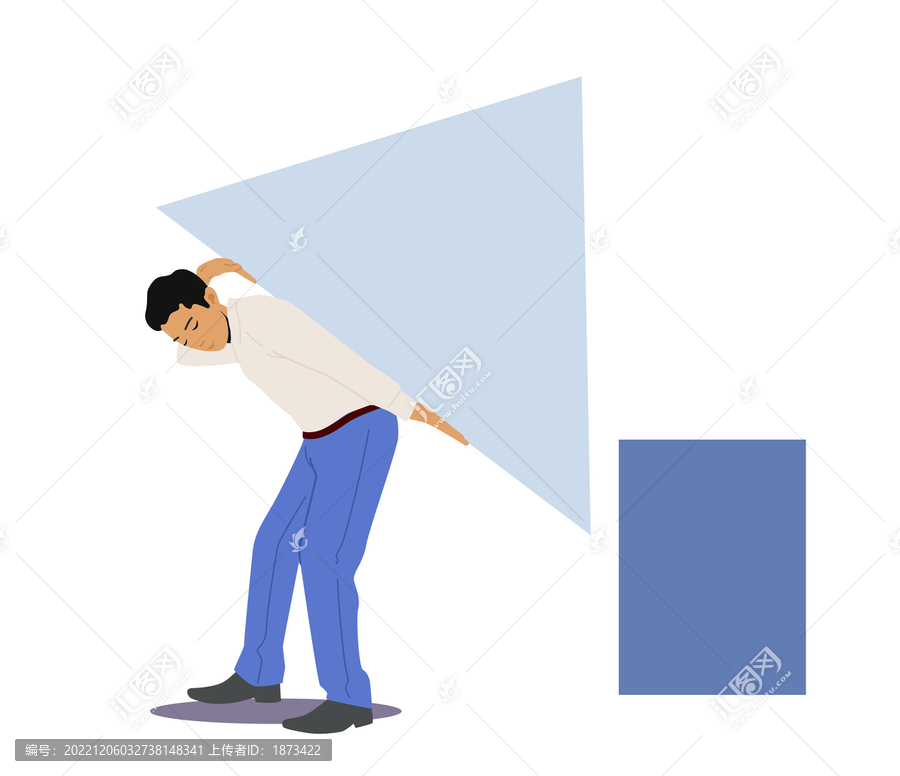 男子背三角形平面人物插图