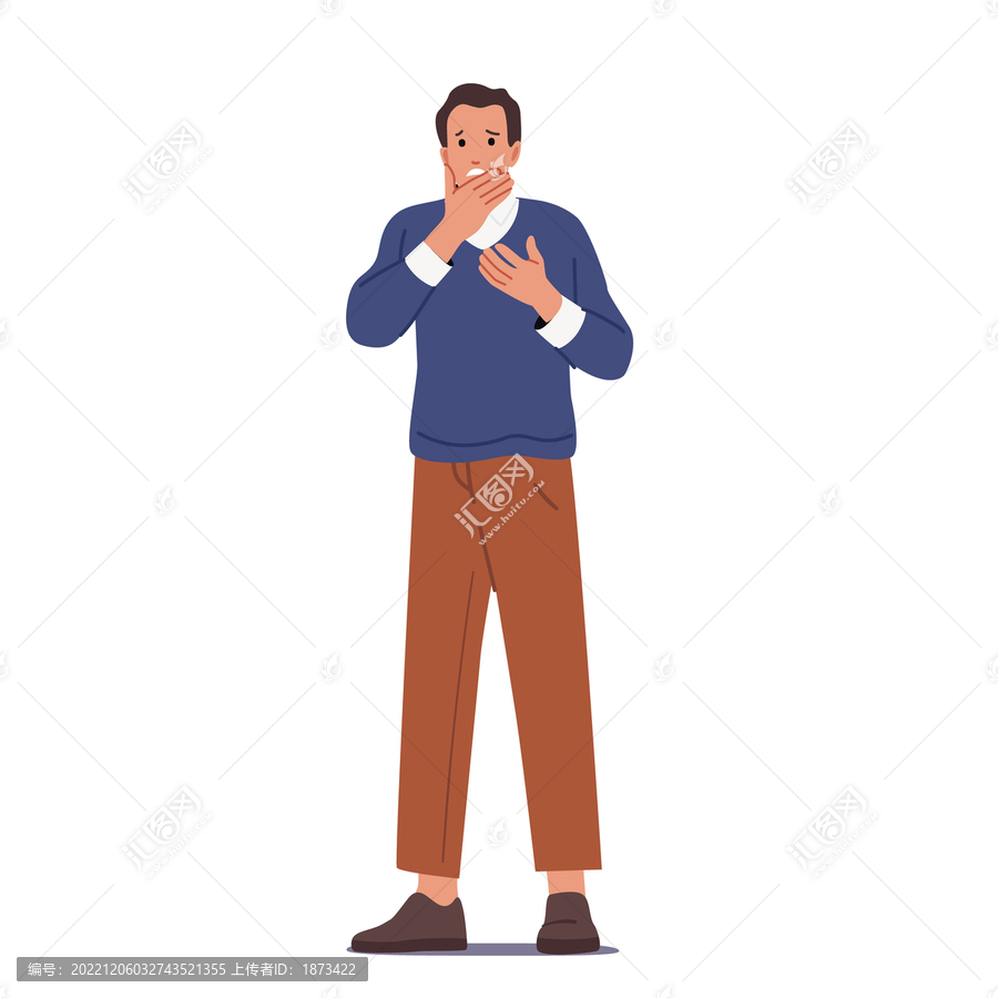 男性驚訝全身平面插圖素材