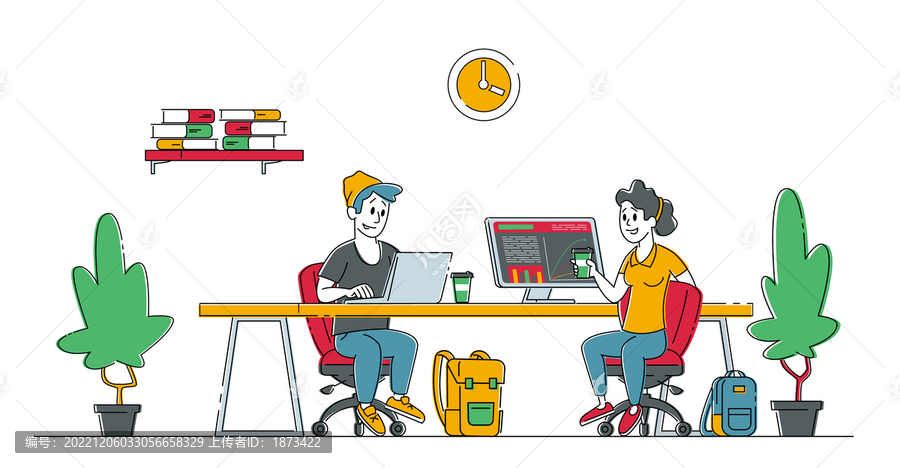 在辦公室邊喝咖啡邊討論工作插圖