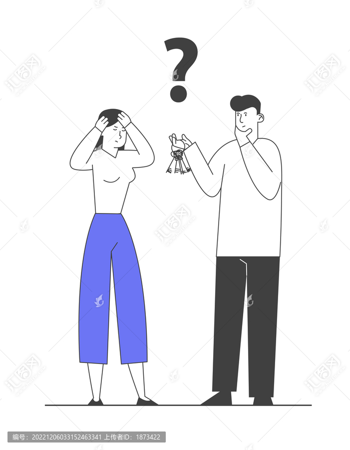 雙方看著一大串鑰匙不知道用途插圖