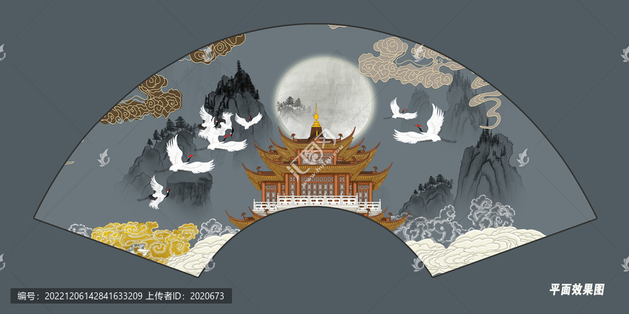 復古閣樓折扇背景