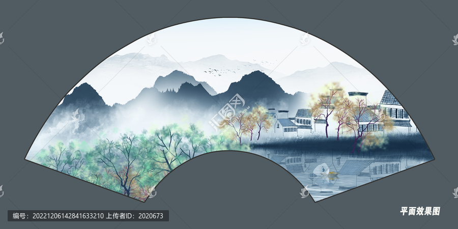 折扇山水畫