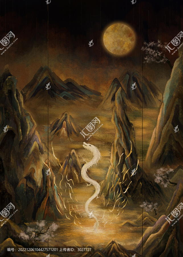 龍古風(fēng)中國(guó)風(fēng)水墨山水