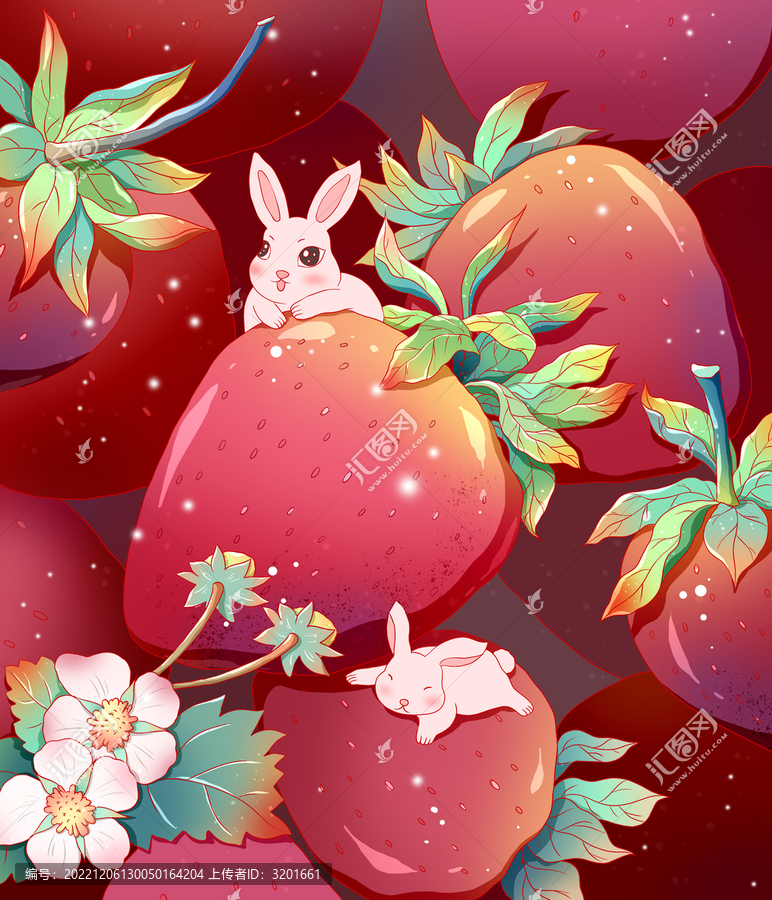 小清新兔子草莓