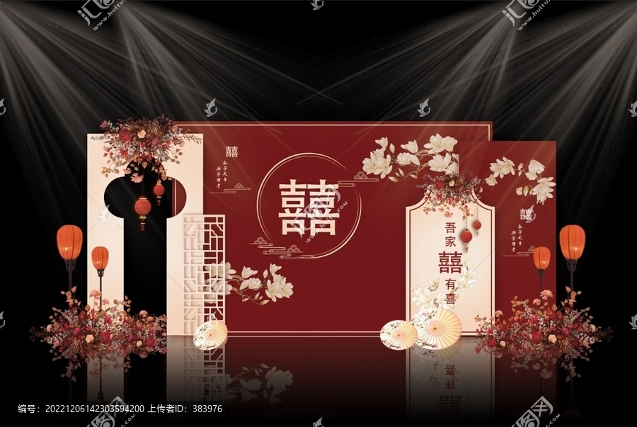 紅色新中式婚禮背景