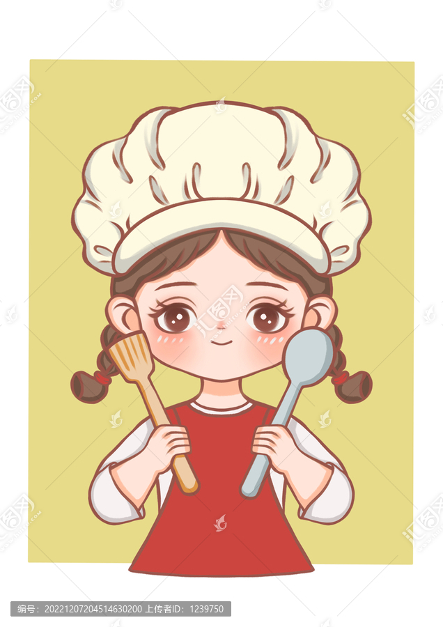 卡通廚師女孩美食漫畫女孩