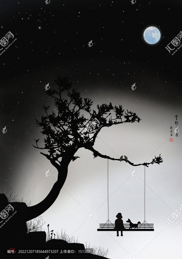禪境水墨山水畫