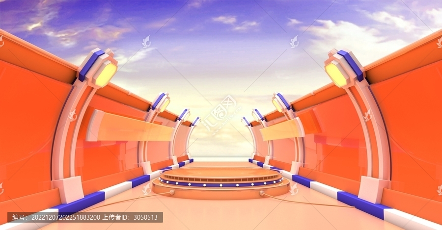 C4D透視通道舞臺(tái)模型背景