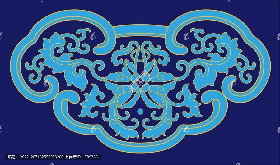 藍(lán)底如意纏枝花紋