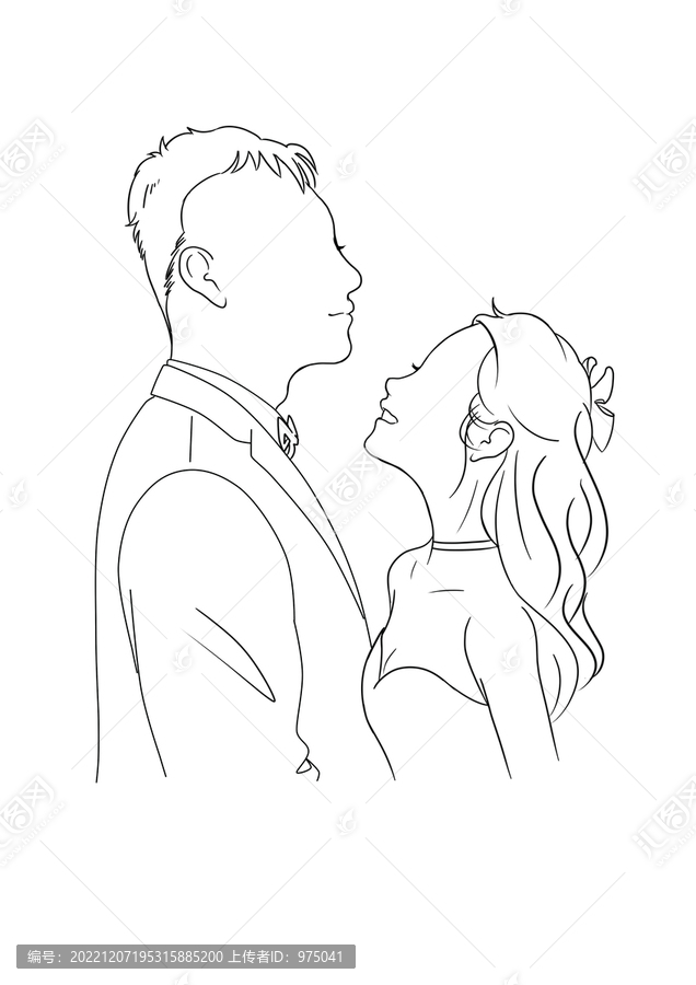 婚禮手繪新人線條形象