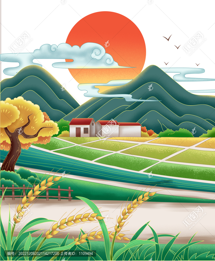 新農(nóng)村特產(chǎn)五谷插畫