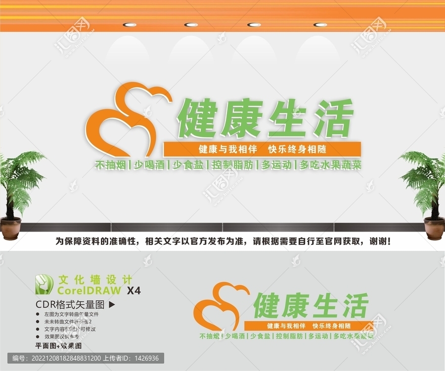 健康生活健康中國文化墻