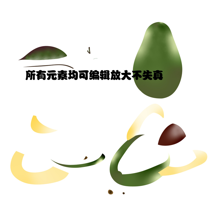 手繪牛油果矢量圖