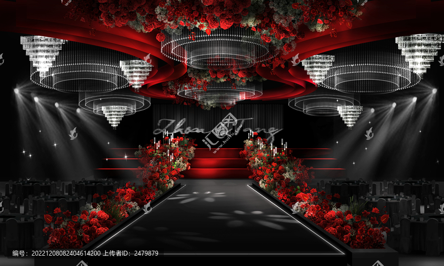 紅黑秀場風(fēng)婚禮效果圖