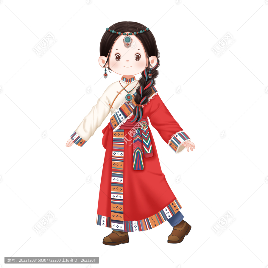 五十六個民族卡通藏族女孩