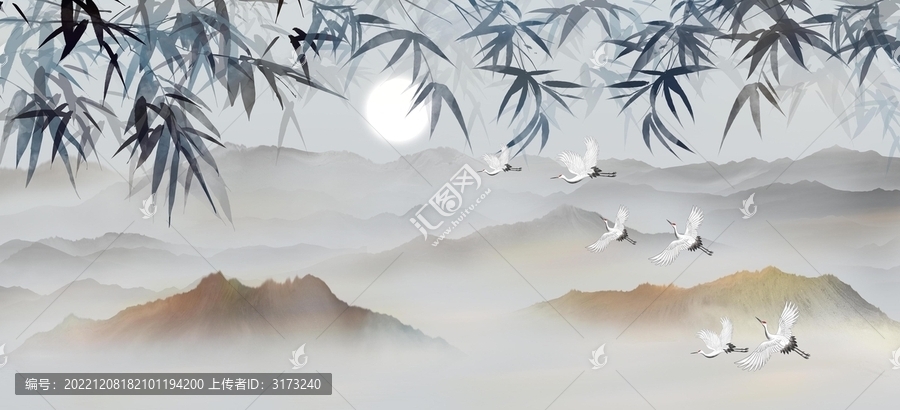 竹影山水畫