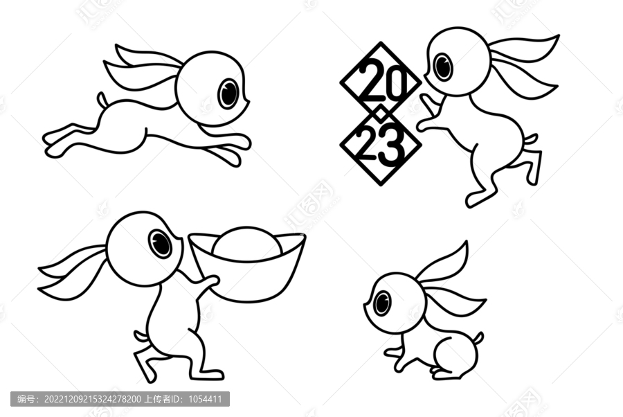 2023兔子卡通簡筆畫