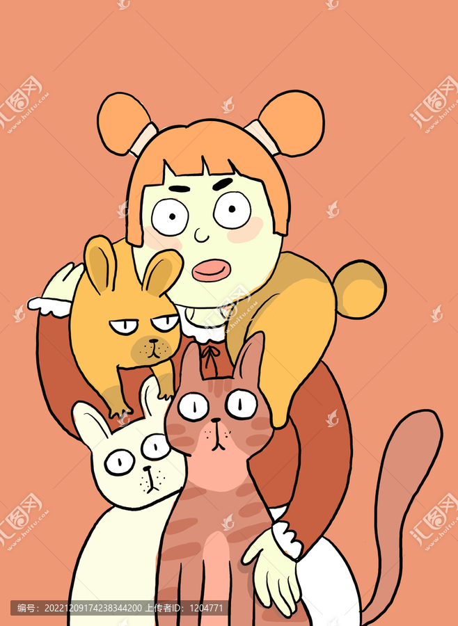可愛卡通動(dòng)物人物插畫