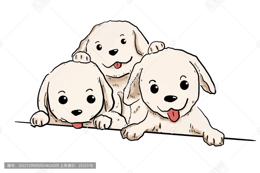 小奶狗崽土狗寶寶手繪插畫