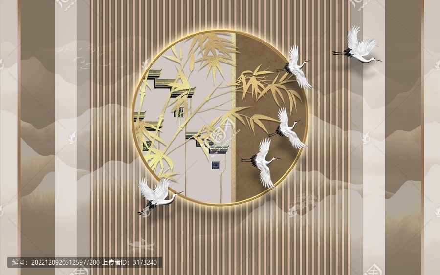 新中式竹報(bào)平安背景墻