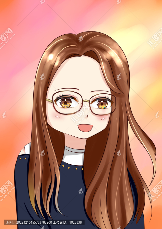 手繪卡通女孩頭像