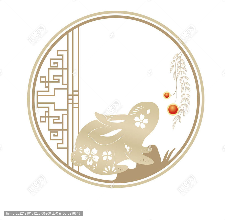 卡通金色小兔子中國風
