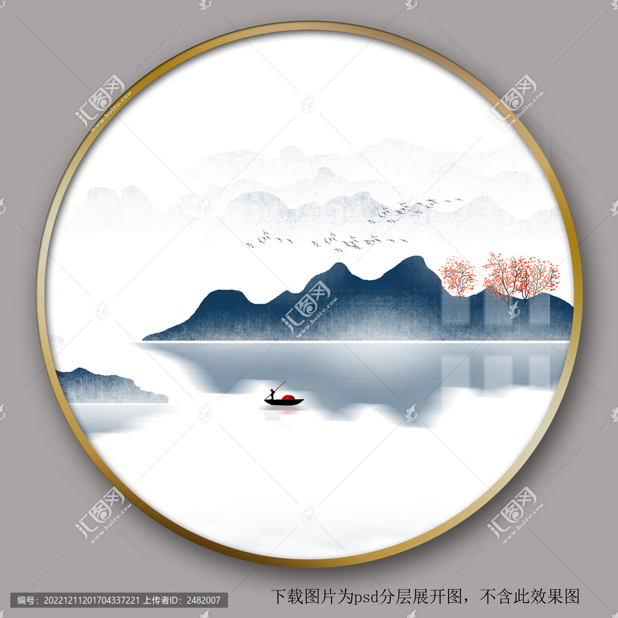 茶室會所禪意山水畫