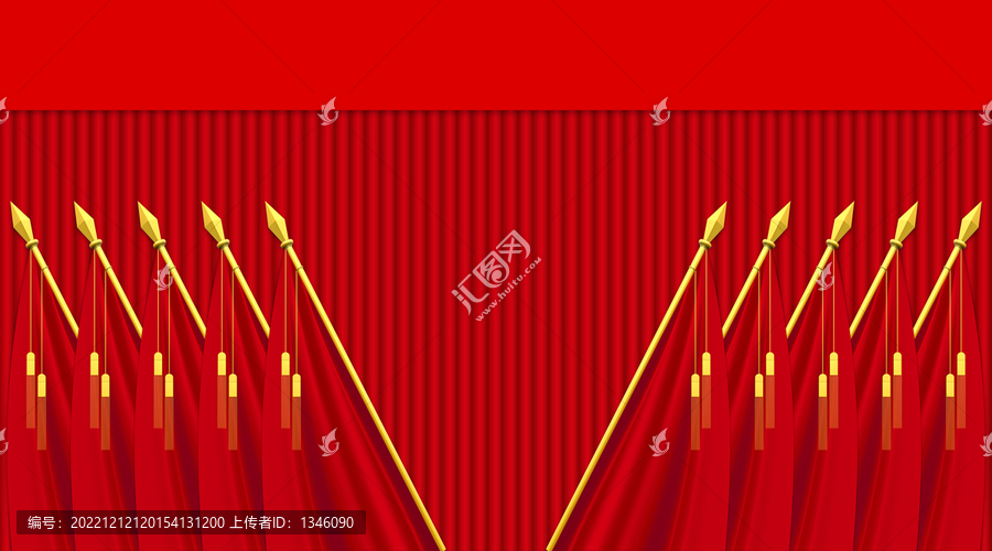 紅色背景十面紅旗